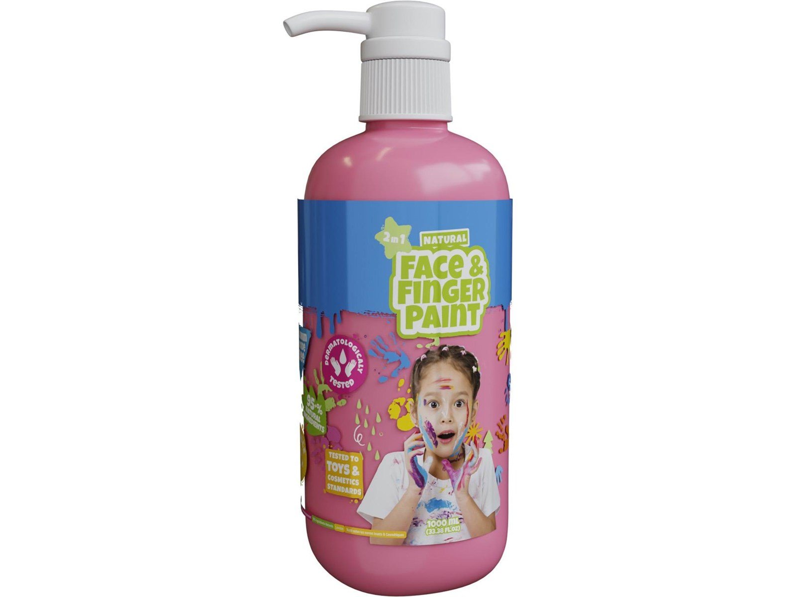 Boti Natural Face & Fingerpaint Bottle with Pump - Pink 1L Boti Natural Face & Fingerpaint Bottle with Pump - Pink 1L